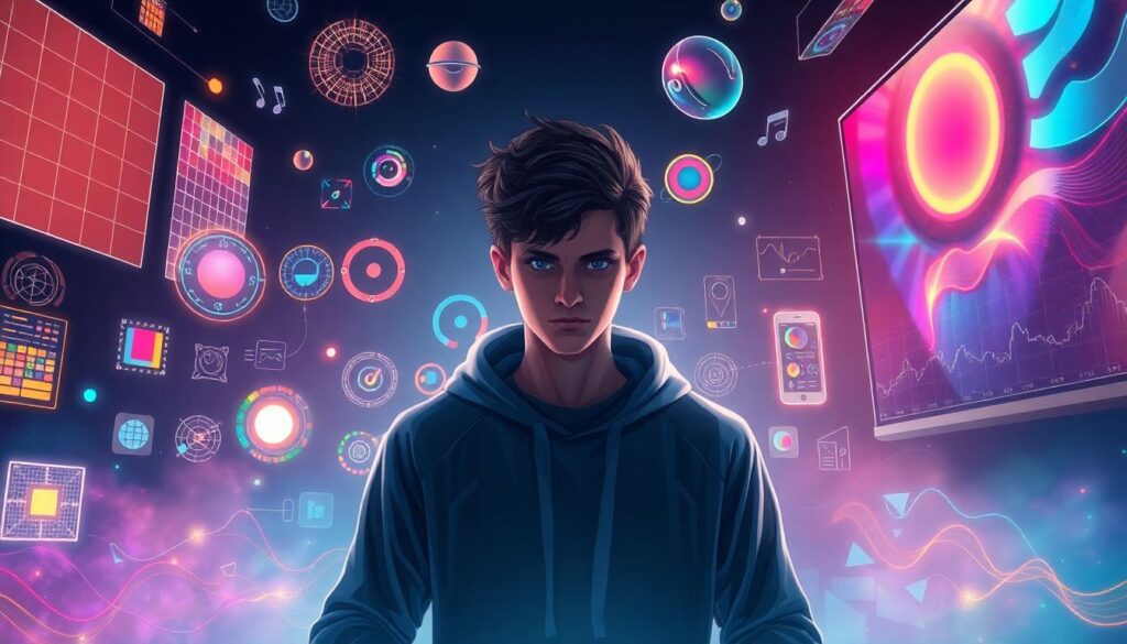 Психоделический стиль в визуальном повествовании шоу - иллюстрация